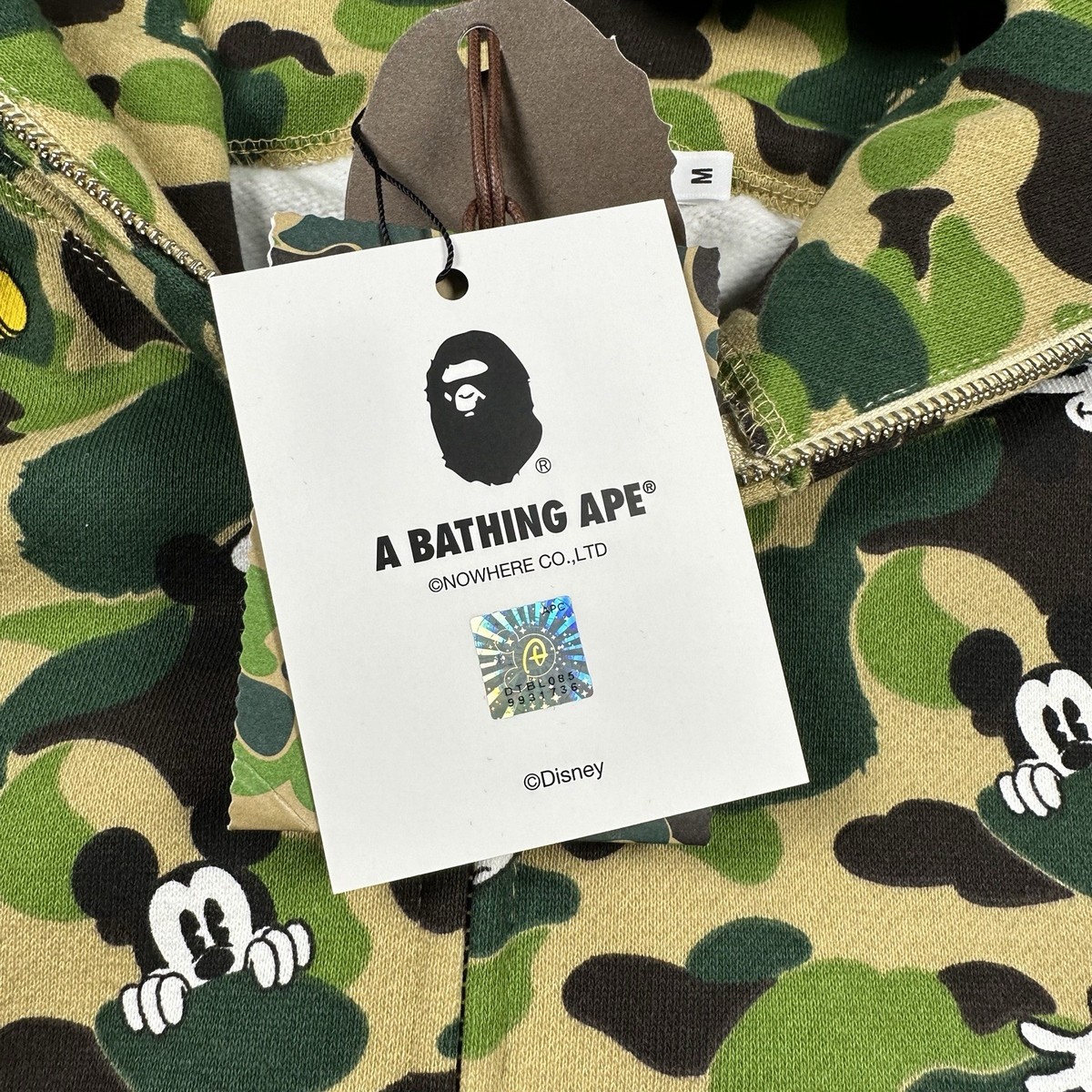 BAPE Disney “Mickey Mouse” Limited Camo M Shark Hoodie DS RARE