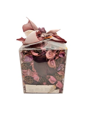 Vintage Grape Potpourri Cube Red Mauve Tones Pink Bow Dried Flowers