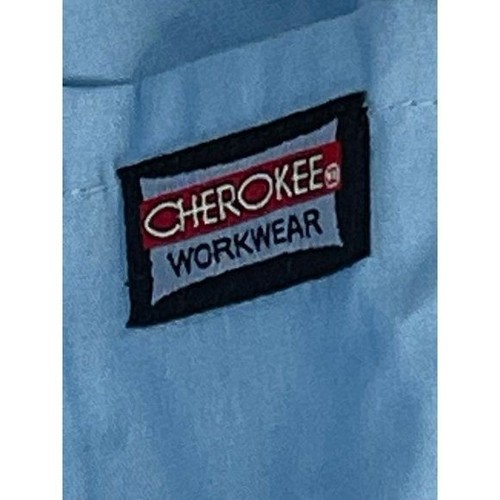 cherokee pant scrub elastic tie waist pockets polyester blend blue large READ - Picture 8 of 9