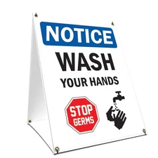 OSHA Notice Sign - Stop Germs | Sidewalk Sign with Graphics On Each Side 18x24"