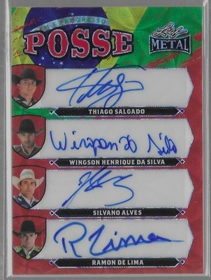 ALVES/DA SILVA/DE LIMA/SALGADO Leaf PBR Professional Bull Riders Quad Auto 1/6
