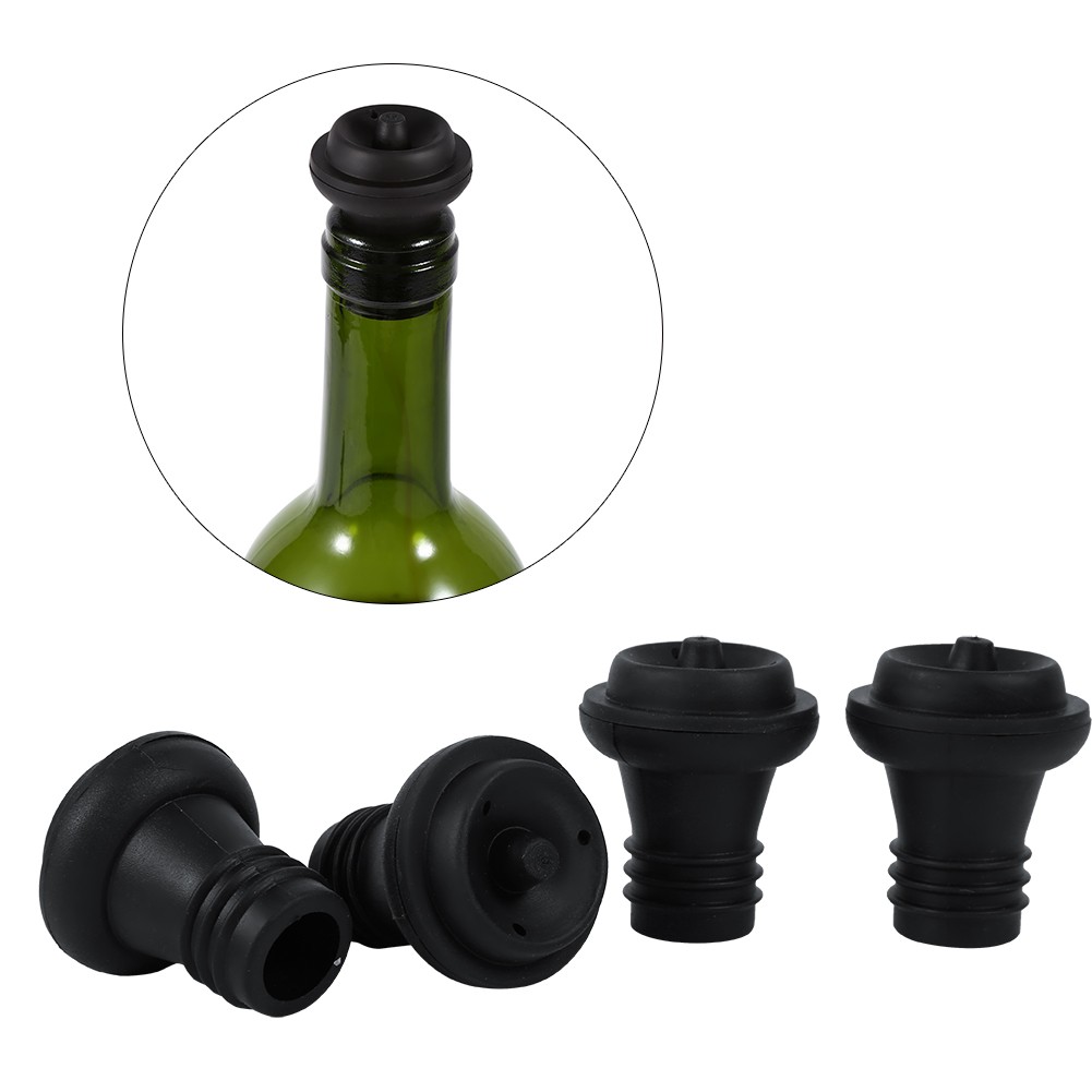 4Pcs Reusable Vacuum Pump Stoppers Red Wine Champagne Bottle Cap Cover Saver