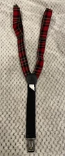 Janie and Jack Kids Suspenders Size 6-8 Red Black Plaid Tartan Holiday Christmas