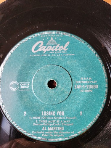 Al Martino "Losing You" 1964 CAPITOL Oz 7" EP PS 45rpm - Picture 4 of 4