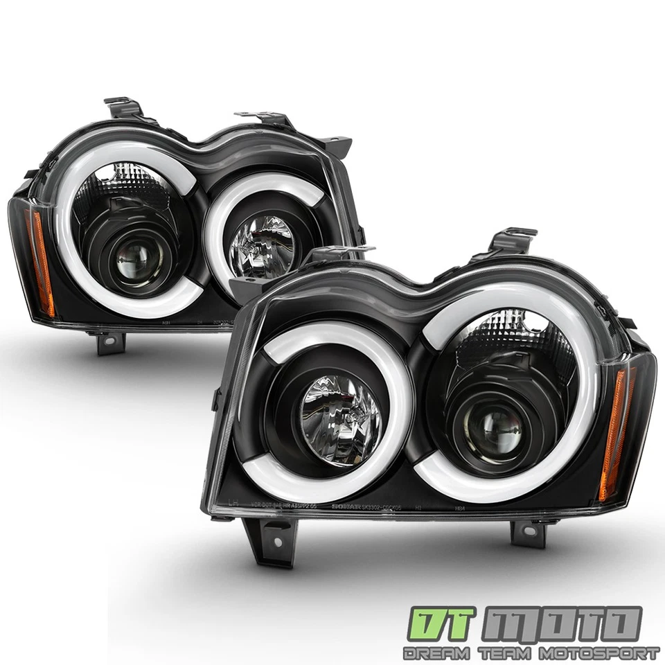 Faros proyectores de tubo LED negros para Jeep Grand Cherokee 2005-2007 Foto 4 de 4