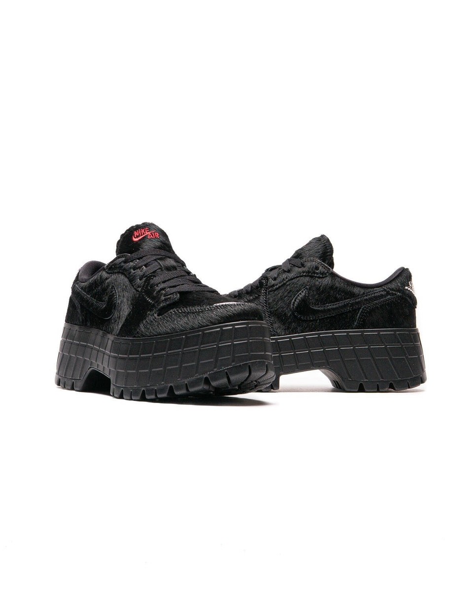 Nike Air Jordan One Brooklyn Platform Faux Fur Black Sneakers Red
