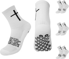3 Pair Youth Grip Soccer Socks with Cross - Anti-Slip Grips Kids with...