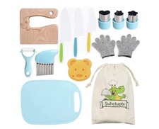 Suhctuptx 14 Piece Kids Kitchen Knife Set Wooden Safe