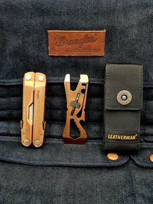 Wrangler x Leatherman Package, REBAR und PIRANHA 2, copper finish, sehr selten