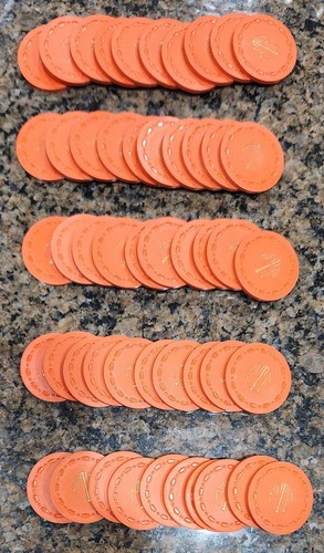 TR King Small Crown SCrown Vintage 100 Monogram White Orange Casino Poker Chips - Picture 4 of 6
