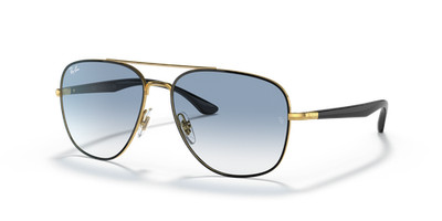 Ray-Ban Polished Black On Gold/Blue Gradient 56mm Sunglasses RB3683 90003F 56-15