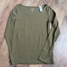GAP   Modern Tee  Olive Green Boatneck Long Sleeve T-Shirt NWT Medium