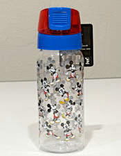 Disney Mickey Mouse Water Bottle Flip Top Water Bottle Clear 15 oz New
