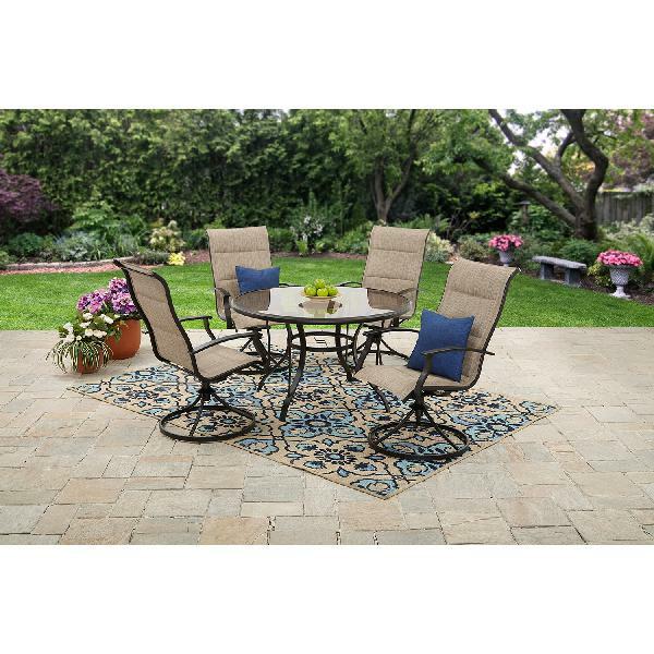 Riverbrook Espresso Brown Swivel Steel Padded Sling Outdoor Patio Dining Chairs For Sale Online Ebay