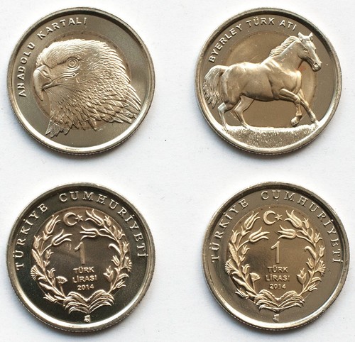Turkey 2 coins set 2014 Animals: Byerley Turk Horse and Anatolian Eagle (#578) - 第 1/1 張圖片