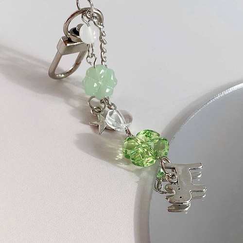 1PC Handmade Lucky Cat Clover Mobile Phone Chain Beaded Pendant Y2K Keychain - 第 4/7 張圖片