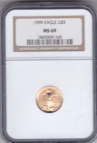 1999 Gold American Eagle $5 NGC MS69 1/10oz .9167 Fine