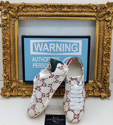 GUCCI SNEAKERS ACE APOLLO GG Big Logo Leder Weiß Nr 42 Limitierte Edition