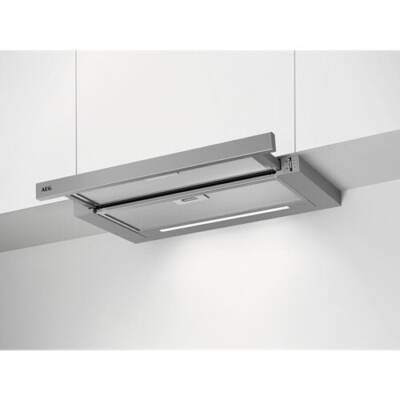 AEG DPE5660M Flachschirmhaube, 60cm breit, Abluft- und Umluftbetrieb, Kurzhubtas
