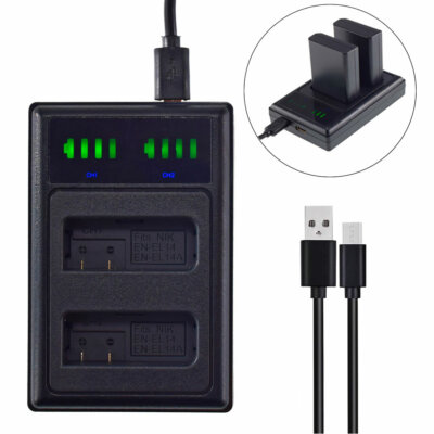 EN-EL14 EN-EL14a Dual Battery Charger for Nikon D5100 D5200 D5500