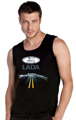 Lada Russia Autobahn Auto Logo  Ärmellos T-Shirt Top Tank Schwarz -21140 -SW