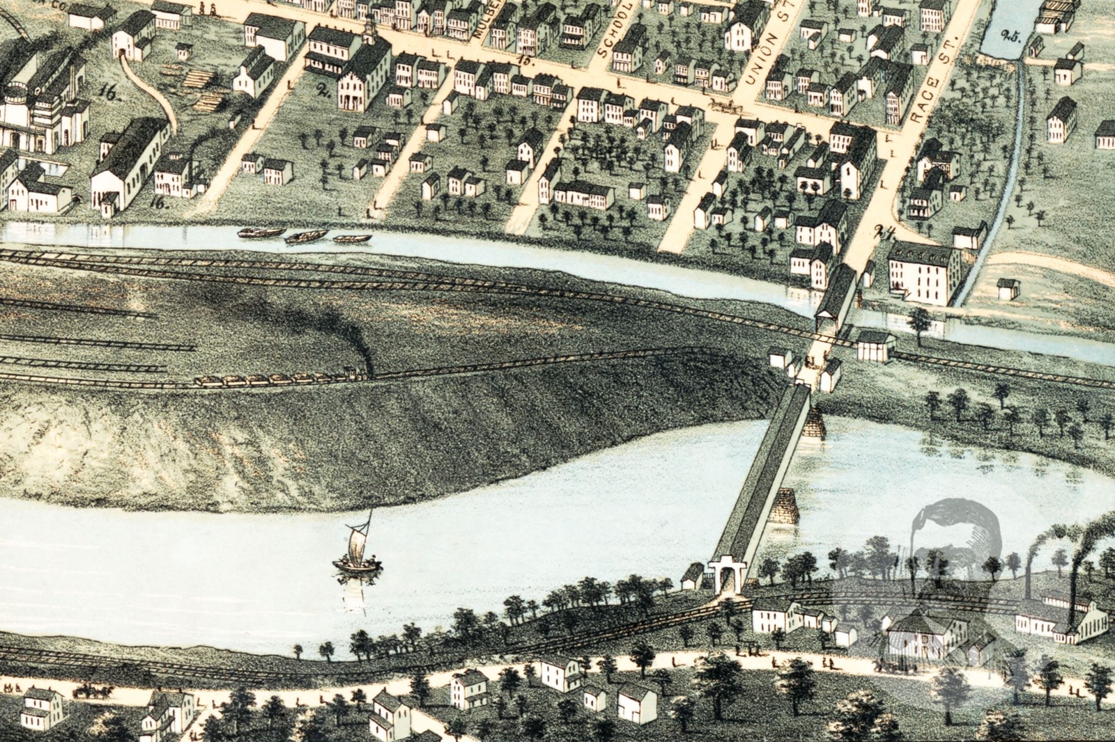 Old Map of Catasauqua, PA from 1873 Vintage Pennsylvania Art