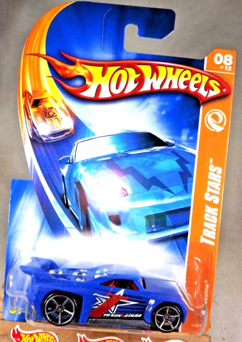 2007 Hot Wheels #116 Track Stars BASSLINE Blue w/Chrome OH5 Spoke Wheels