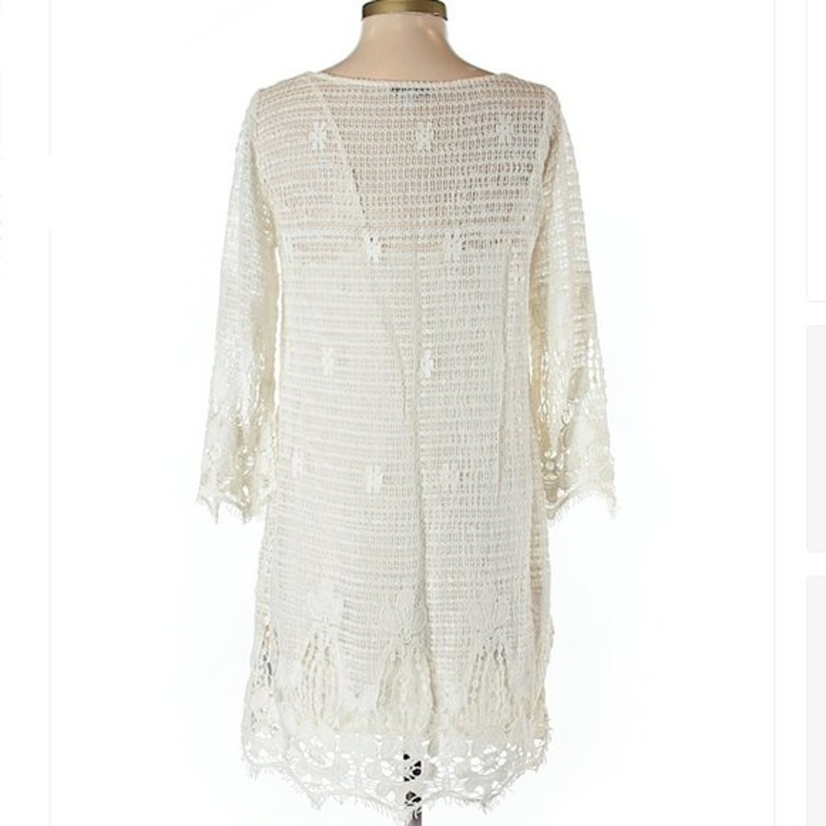 ae crochet dress AE Sunchaser Babydoll Crochet Mini Dress Women's Vanity Peach M