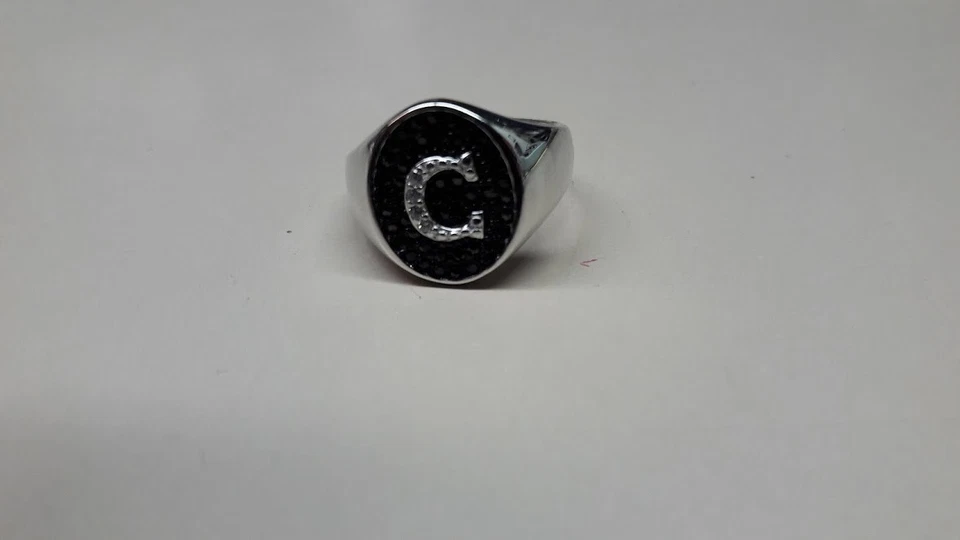 *** ANELLO CHEVALIER DA MIGNOLO ARGENTO 925 RODIATO E ZIRCONI CON INIZIALE *** - Immagine 2 di 4