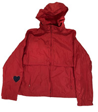 VTG 90s Y2K Eddie Bauer Mens Nylon Vented Windbreaker Packable Hood Sz Large Red