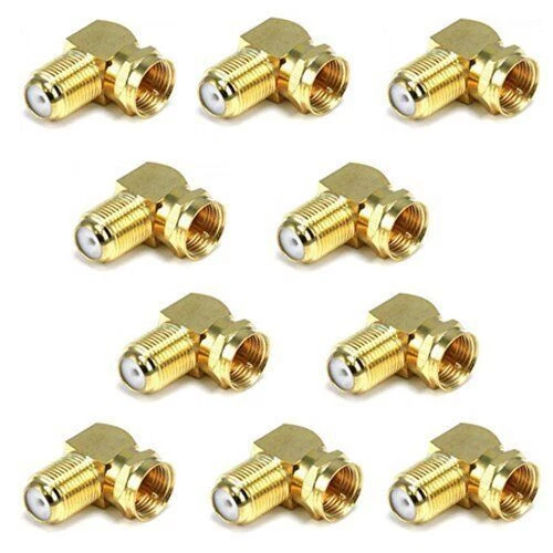 40x 90-Degree Right Angle Gold Plated F RG59 RG6U Coaxial Coax Connector Adapter - Picture 12 of 16