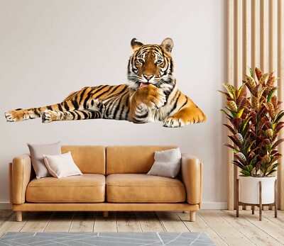 3D Leg Stretched Tiger 174 Animals Wall Stickers