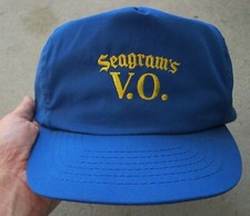 VINTAGE SEAGRAM'S V.O. WHISKY SNAPBACK OSFA, BLUE HAT CAP, EXCELLENT