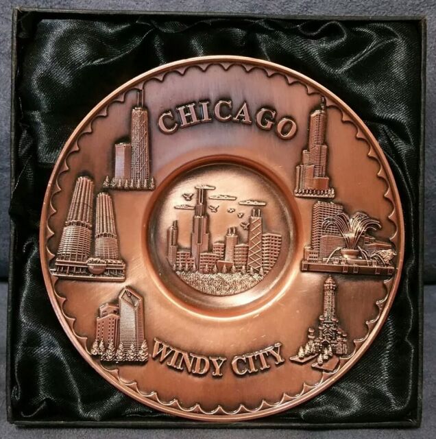 CHICAGO SOUVENIR 4.75 BRONZE ASHTRAY eBay