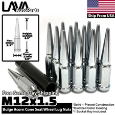 24x Chrome 12x1.5 Spike Lug Nut Fit Toyota Lexus Mitsubishi Aftermarket Wheels