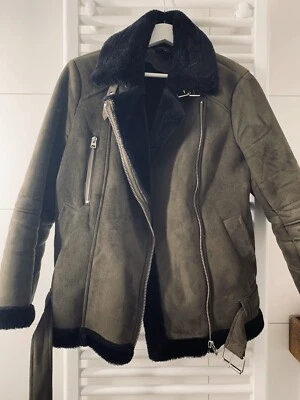 Topshop Fliegerjacke Khaki mit Kuschelfell S - Bild 1 von 4