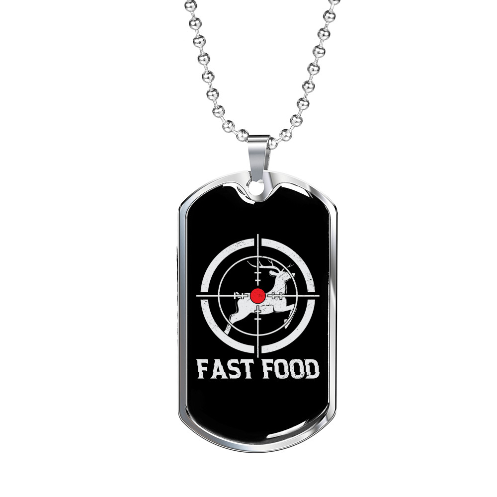 Hunting Necklace Stainless Steel Or 18k Gold Dog Tag 24" Chain