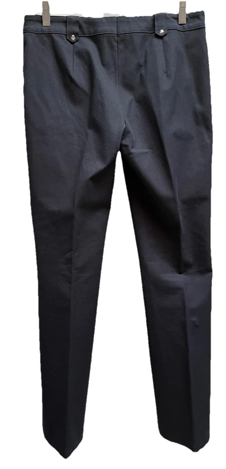 ESCADA Black Label Lace Up Navy Stretch Cotton Straight Leg Pants Slacks 38 US 8 - Image 3 of 4