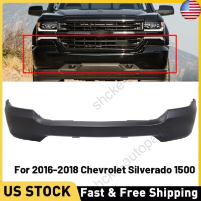 NEW Primed Black Front Bumper For 2016-2018 Silverado 1500 Without Fogs 84029793