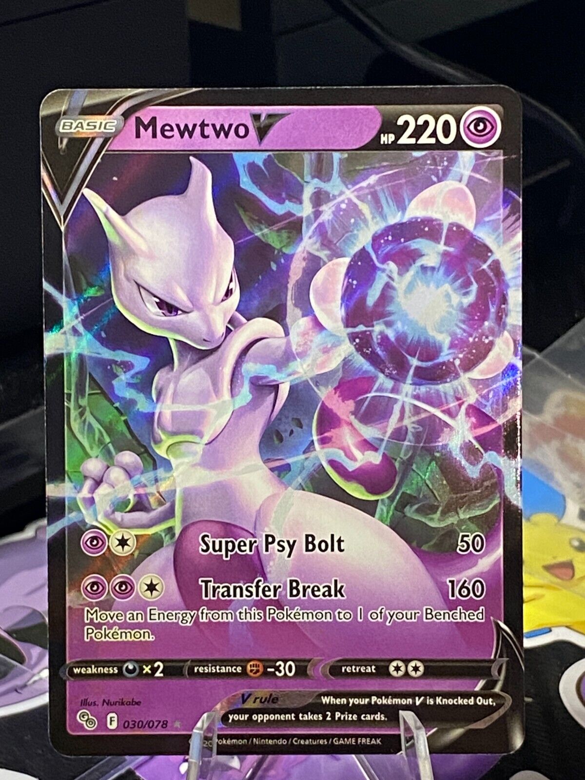 Pokemon Mewtwo V 30/78 Pokemon Go Ultra Rare Holo Card Near Mint English