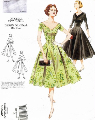 Vogue V2903 Vintage 1950's Pin Up Dress Retro Rockabilly Dress Pattern 2903 New - Picture 7 of 8