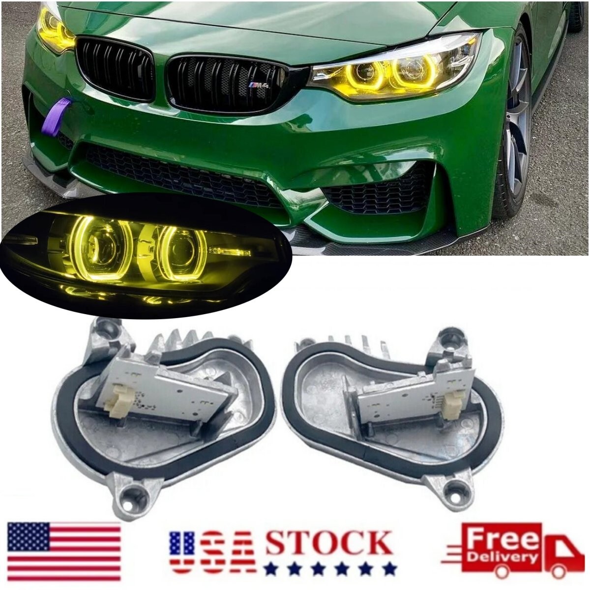 Yellow DRL Modules For BMW F32 F33 F36 LCI M3 M4 440i 430i 440ix 430ix ...