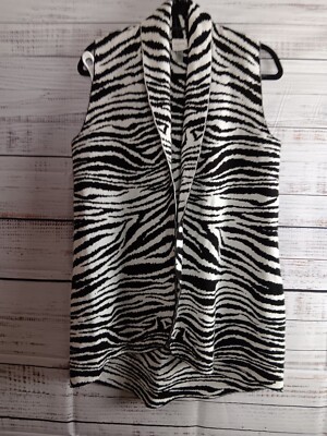 Cupio Cardigan Women s Small Petite Animal Print Sleeveless 100% Acrylic 