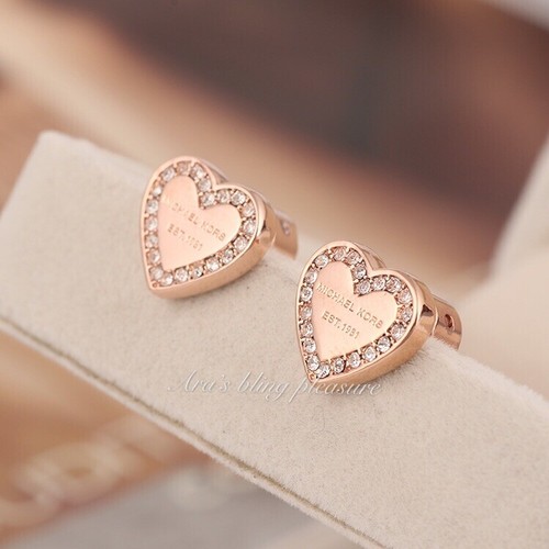 michael kors heart earrings rose gold