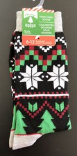 Mens Christmas tree/Snowflake pattern Crew Socks Shoe Sizes 6-12 Christmas