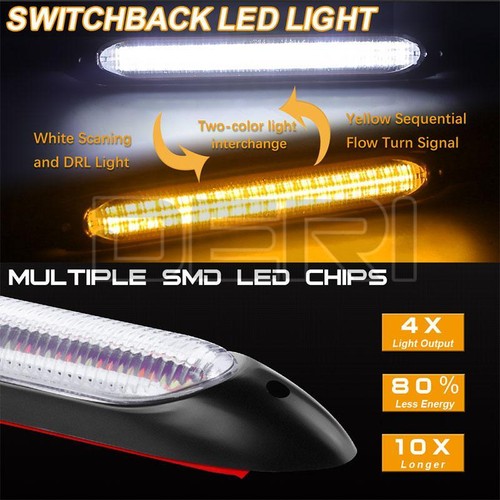 2x Car LED Strip Daytime Running Lights DRL White & Yellow Turn Signal Sequentia - Picture 6 of 33