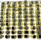 20pcs/Lot Retro Mens Rings Silver/Gold Plated Black Resin Stone Fashion Jewelry