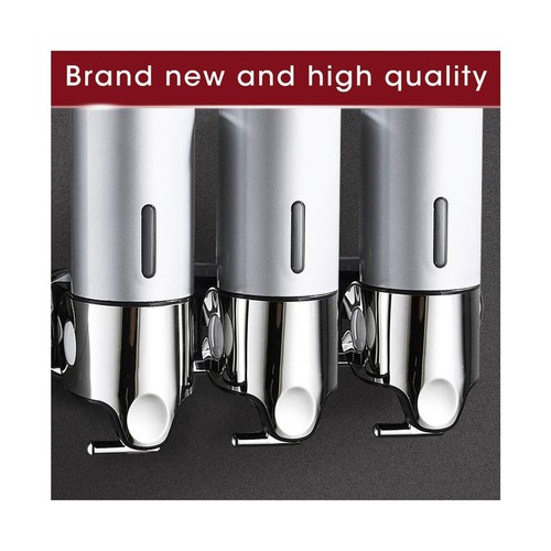 3 Bottles Bathroom Shower Soap Dispenser Shampoo Gel Pump Wall 1500ml Silver - Picture 8 of 10