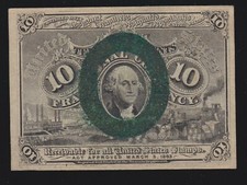 US 10c Fractional Currency Note 2nd Issue w/o Surcharge FR 1244 Ch AU (021)