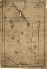 16" x 24" 1831 Map of A map of Mendon, Worcester County, Mass. Blackstone